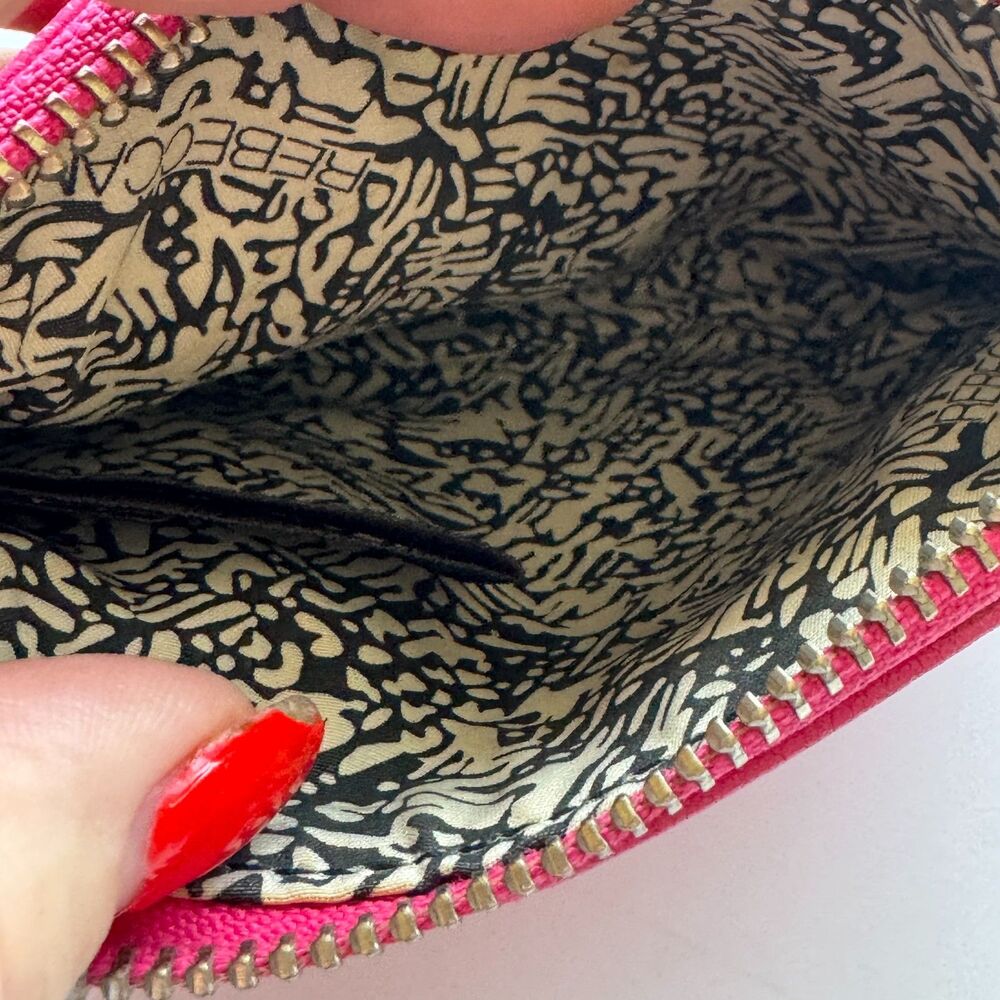 Rebecca Minkoff Mani Pedi Fund Hot Pink Pebbled Leather Zip Wallet Coin Pouch - Picture 6 of 9